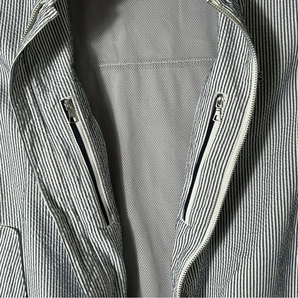 New Lacoste Jacket Mens Size 56 XXL Blue‎ White Seersucker Lined Preppy Striped - Picture 11 of 14